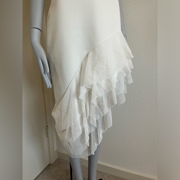 UPDATE: SOLD! white asymmetric ruffle midi dress - Picture 9 of 10